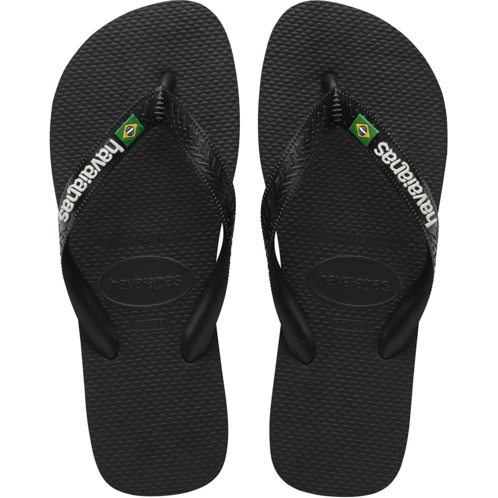 Havaianas Slippers Unisex Brazil Logo   Black