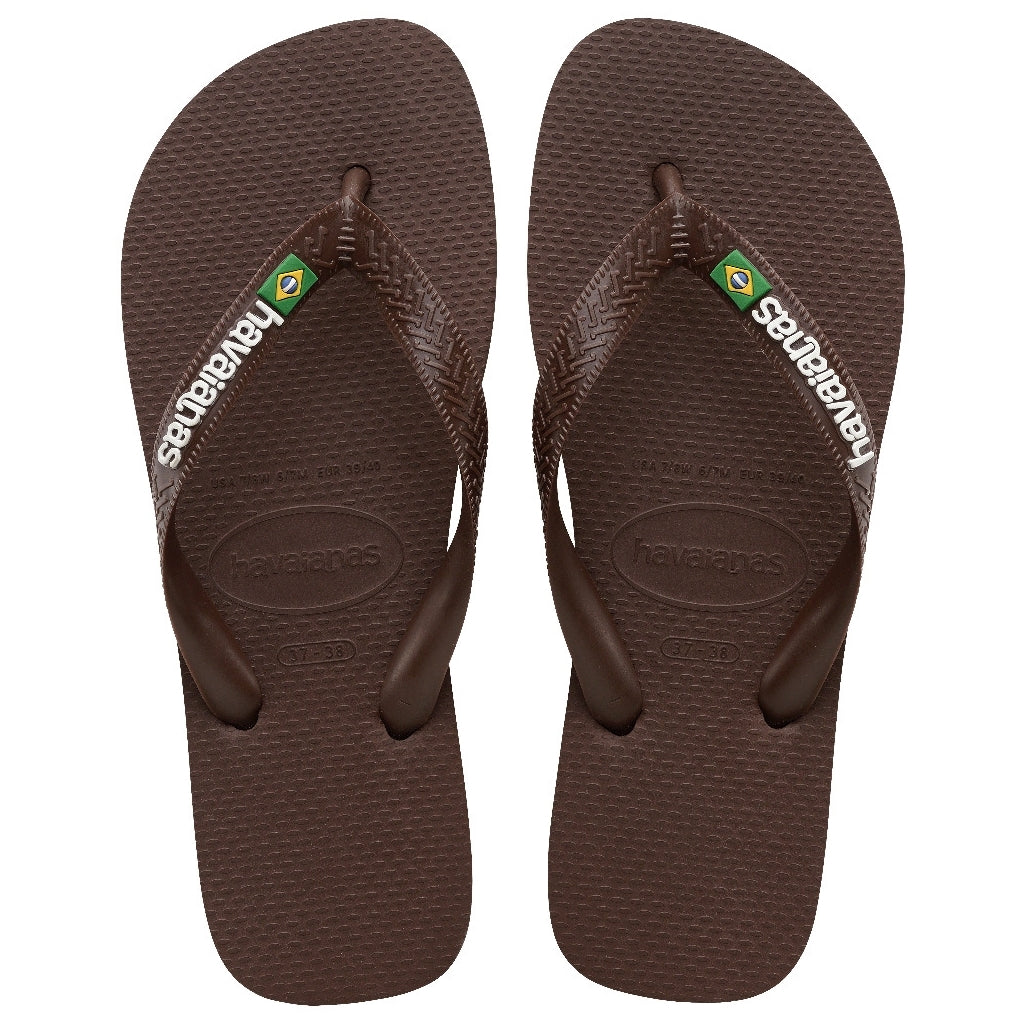 Havaianas Slippers Unisex Brazil Logo   BrownWhite