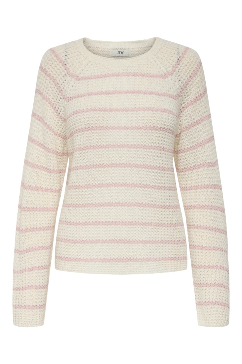 Jdy  Strik  Ellen LS Oneck Raglan Pullover  Cloud DancerLight Lilac