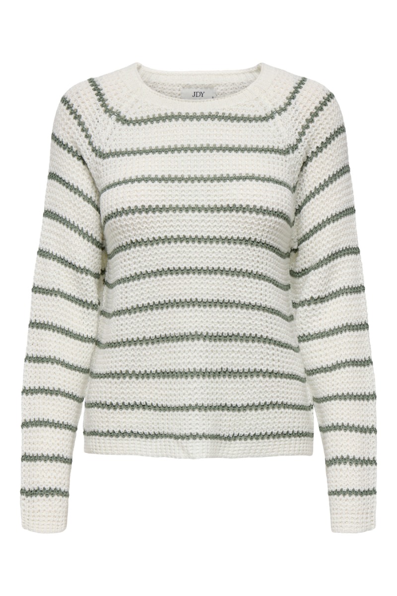Jdy  Strik  Ellen LS Oneck Raglan Pullover  Cloud DancerSea spray