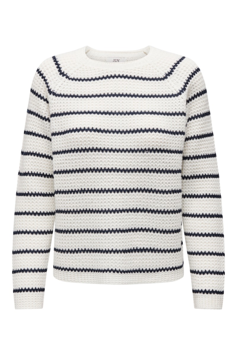 Jdy  Strik  Ellen LS Oneck Raglan Pullover  Cloud DancerSky captain