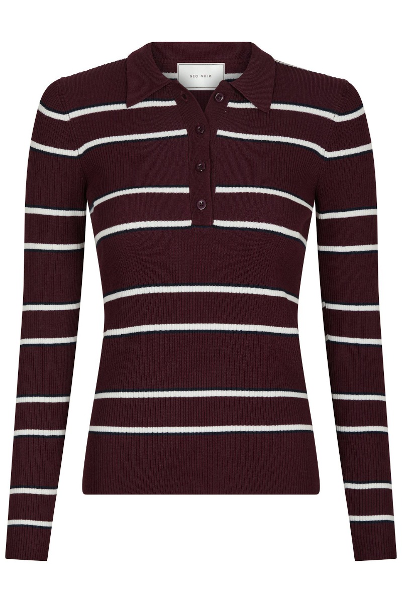 Neo Noir  Bluse  Jillan Polo Knit Blouse  Wine