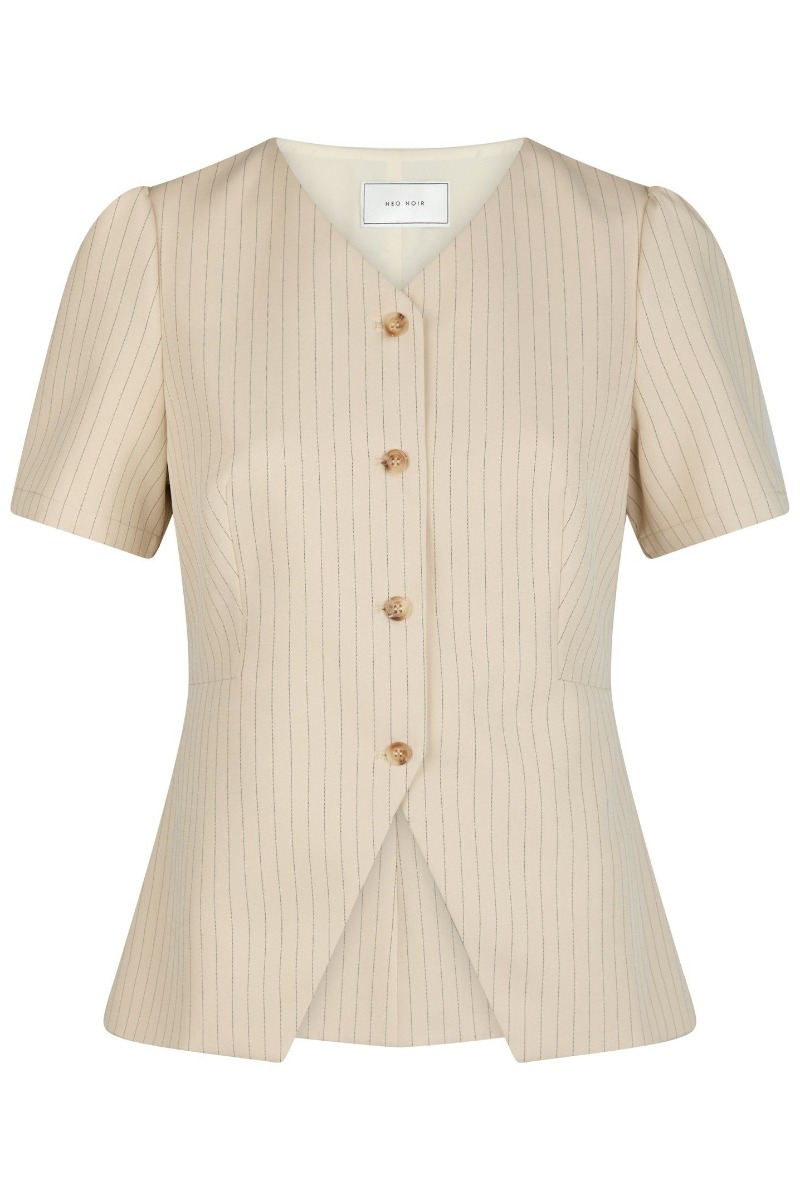 Neo Noir  Bluse  Jules Pinstriped Blouse  Sand