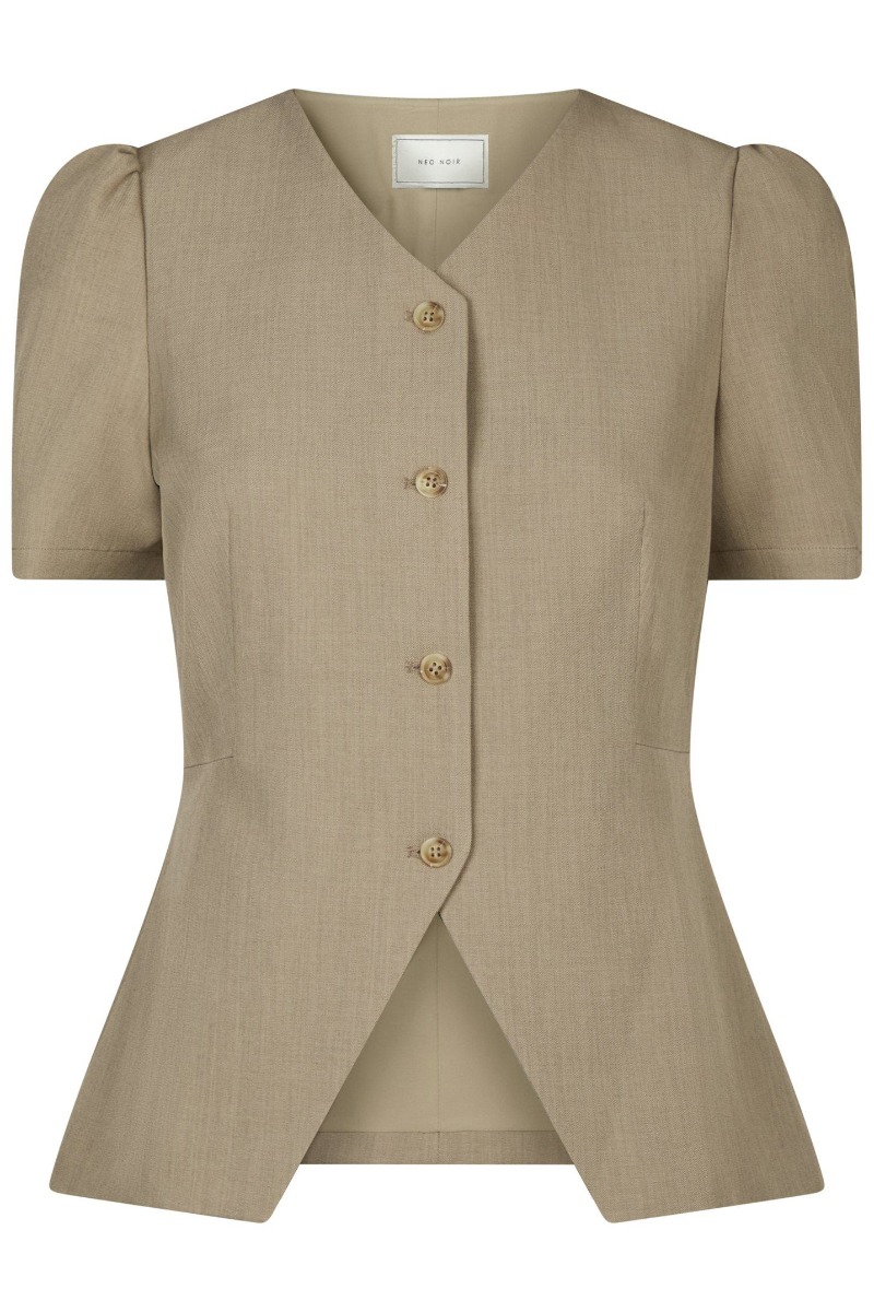 Neo Noir  Bluse  Jules Structure Blouse  Dark Taupe
